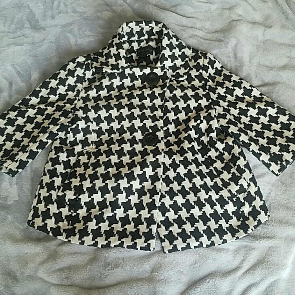 Mango houndstooth cropped jacket with 3/4 sleeves